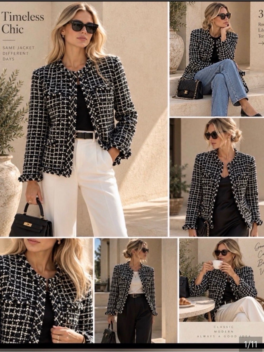 J.CREW LADY TWEED Jacket Classic Black/White Sz 6 CHIC Pristine! Price Firm!